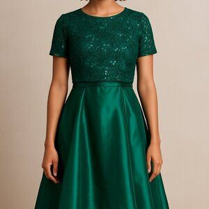 Badgley Mischka Green 2 Piece Glitzy Formal Hi-Low Gown